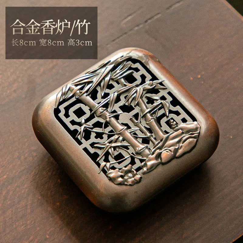 Copper Alloy Incense Burner, Sandalwood and Agarwood Aroma Diffuser, Household Indoor Incense Box, Tea Ceremony Aroma Diffuser Oasis Select bamboo