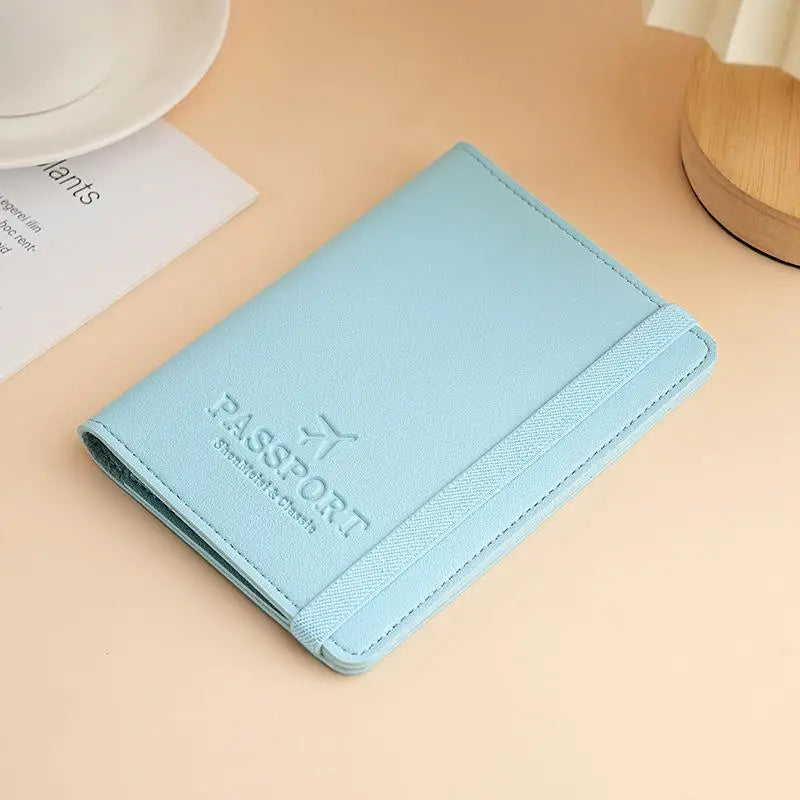 Cute Waterproof PU Leather Passport Holder Travel Credit Card Wallet for Men/Women - Waterproof Passport Cover Oasis Select Light blue