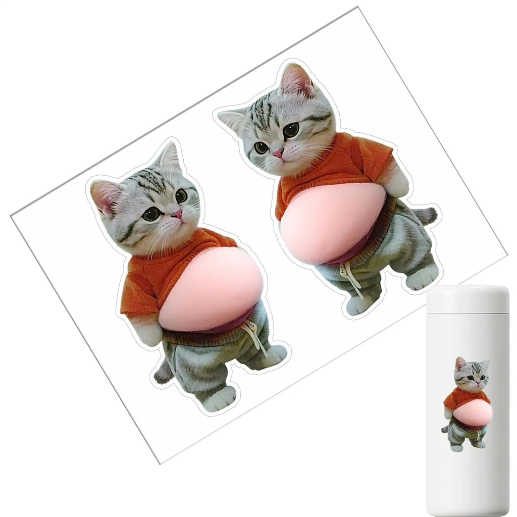 Cat Belly Sticker 3D self-adhesive Stickers Squeezeable Decoration Soft Pink Background Phone Decoration Sticker For Home Decor Oasis Select