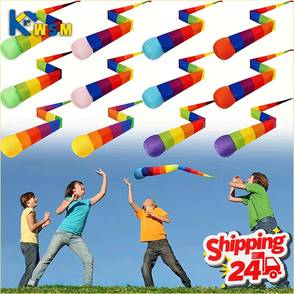 1-20PCS Rainbow Ball with Soft Tail Outdoor Indoor Throwing Catching Play Toy Sensory Integration Coordination Training Sports Oasis Select