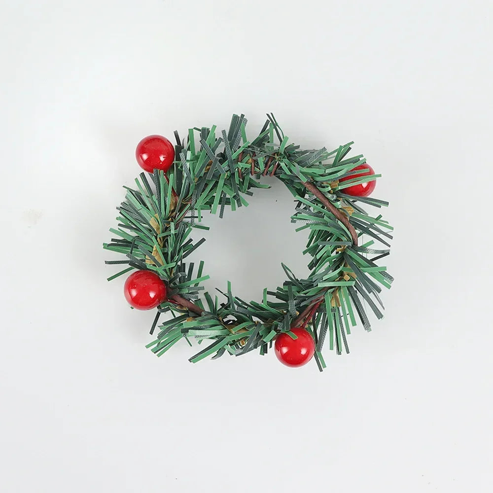 3pcs/6pcs/set Christmas Napkin Ring Red Pine Needle Wreath Napkin Buckle Hand Woven Napkin Loop Cloth Loop Oasis Select 6PCS-B