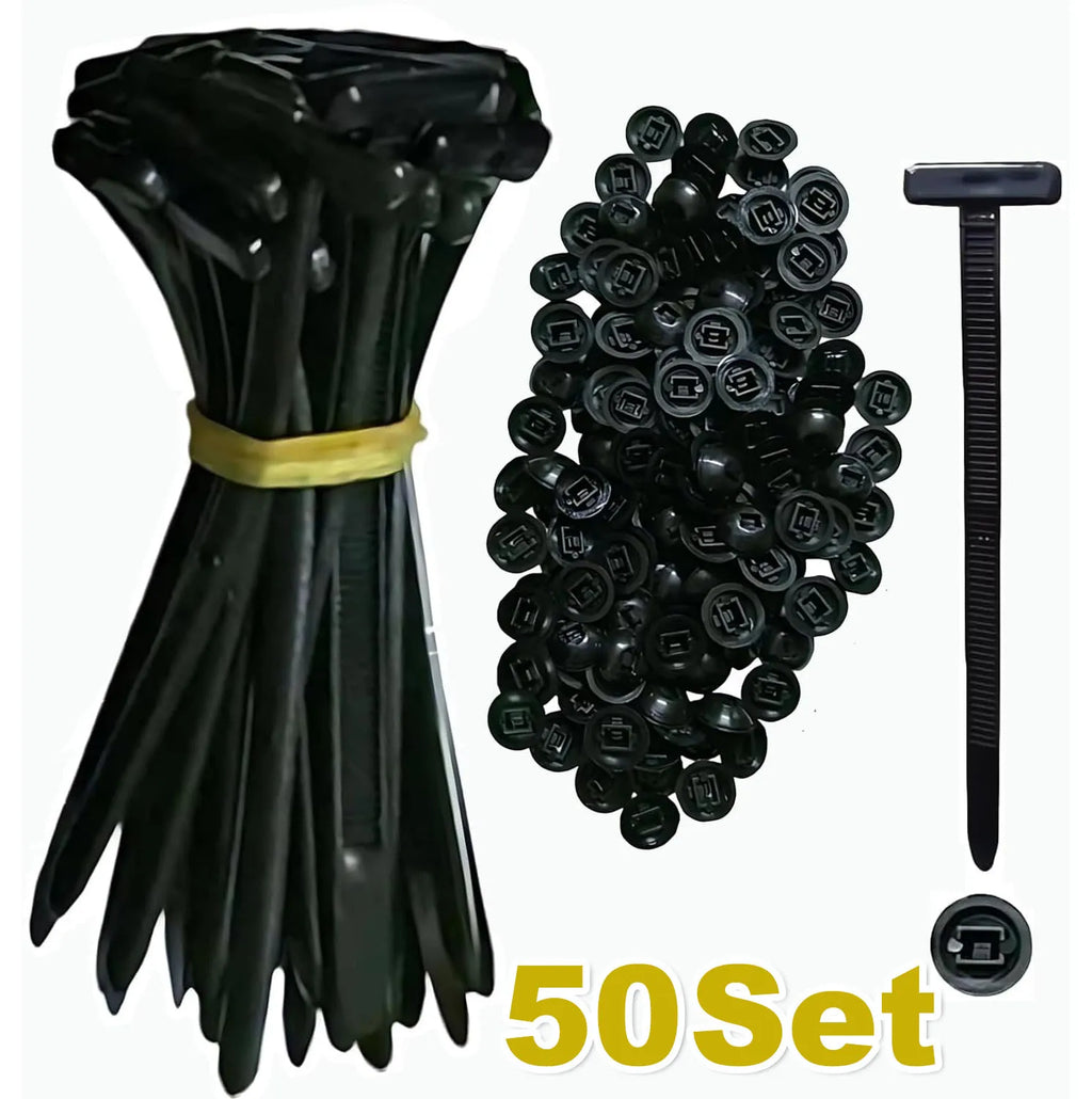 Universal Nylon Cable Tie Buckle Auto Fastener Screw Replacement Clip Car Fender Trunk Engine Guard Panel Wire Management Secure Oasis Select 50SET