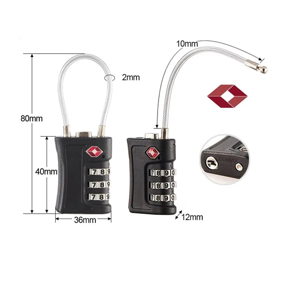 Portable Travel Cabinet Locker 3 Digit Combination Lock Luggage Password Lock TSA Customs Code Lock Contrast Color Padlock Oasis Select