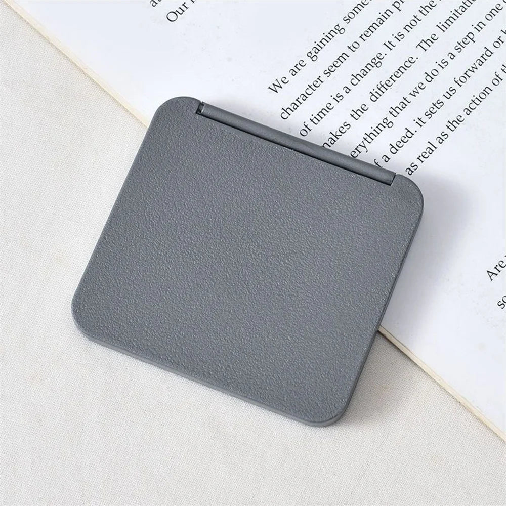 2-Face Makeup Mirror Square Portable Cute Girl'S Gift Hand Mini Mirror Pocket Double-Sided Makeup Mirror Compact Multiple Colors Oasis Select Grey