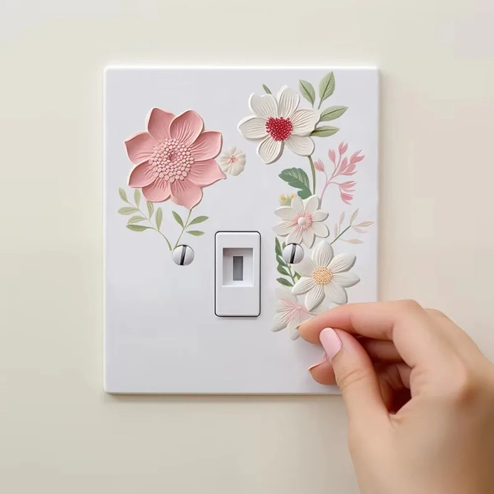 Beautiful Flowers Switch Wall Sticker PVC DIY Waterproof Sticker Removable Home Decoration Stickers Bedroom Bathroom Living Room Oasis Select
