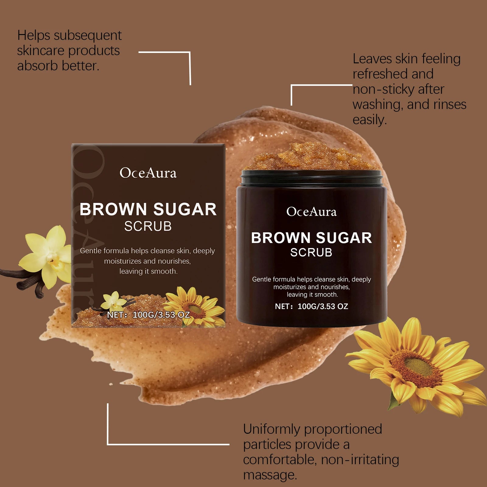 OceAura Brown Sugar Body Scrub – Exfoliate & Brighten Skin Body Exfoliating Scrub Oasis Select