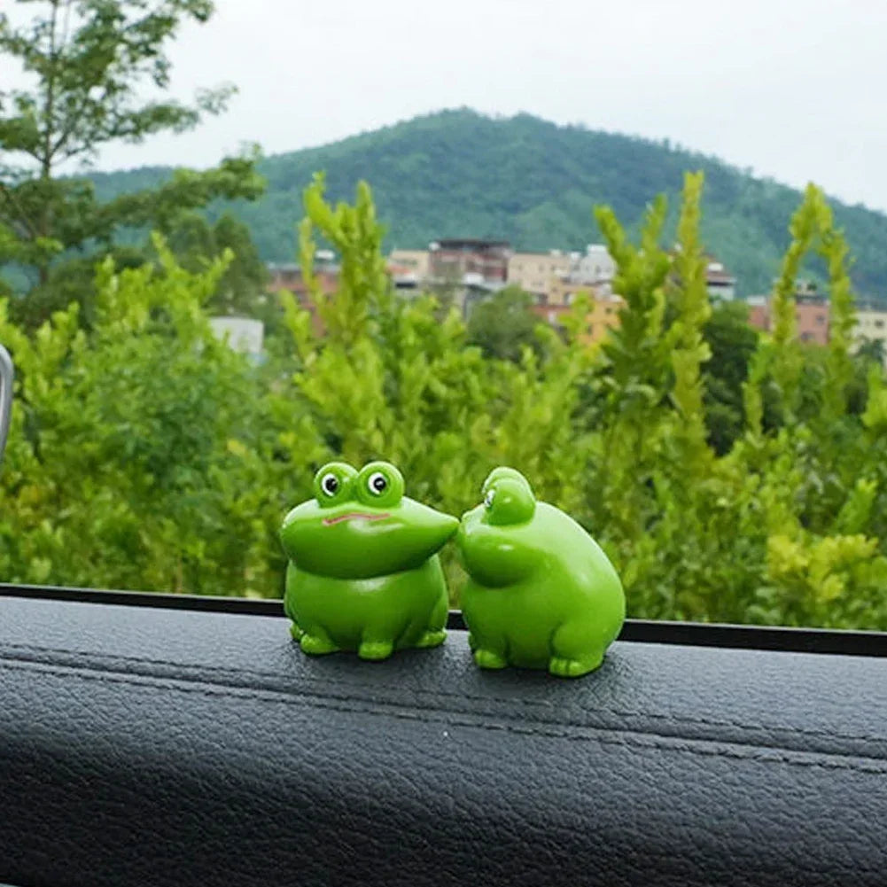 Kiss Face Rabbit Kitten Doll Car Decor Funny Resin Ducks Frogs Figurines Car Interior Dashboard Cute Car Accessories Oasis Select frog