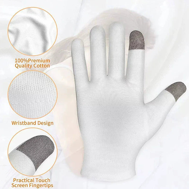 Soft Cotton Moisturizing Gloves For Dry Cracked Hands Bedtime Spa Treatment Lotion Locking Exfoliating Oasis Select