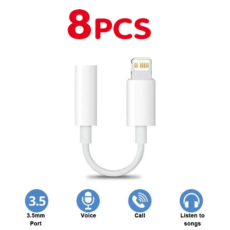 1-8pcs For Lighting Headphone Adapter for IPhone 11 12 13 14 Pro Max 12Mini SE XR X 8 7 + IOS To 3.5 Mm Jack AUX Audio Cable Oasis Select 8PCS