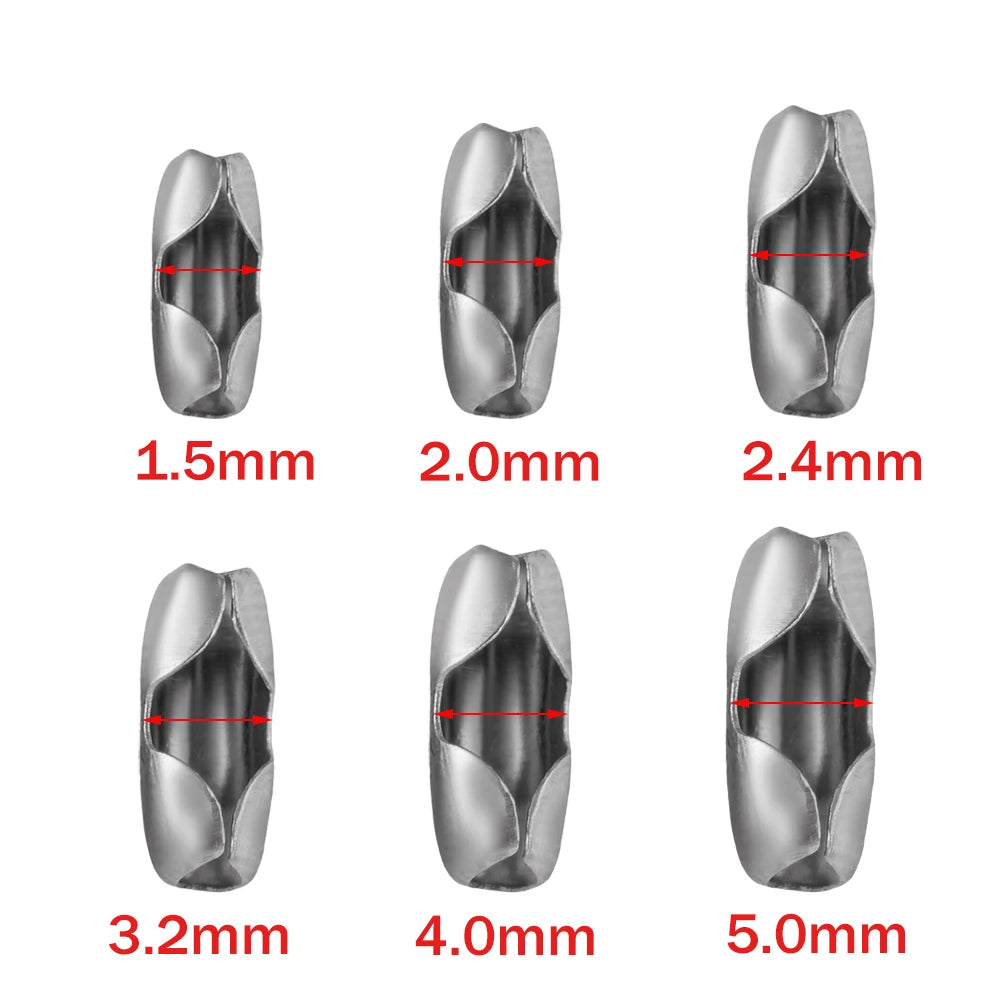 50pcs Silver Tone Stainless Steel Ball Chain Connector Clasps Fits for 1.5/2/2.4/3.2/4mm Beaded Ball Chain Clips Oasis Select