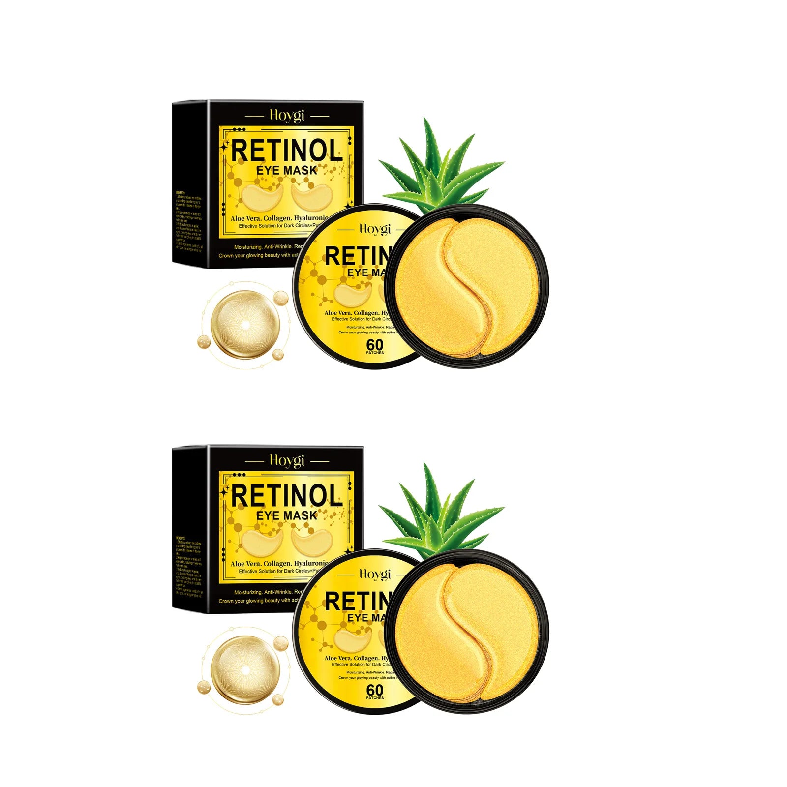 Retinol Eye Mask Anti Dark Circles Eyes Bags Skin Firming Collagen Moisturizing Aloe Repair & Firming Brighten Under Eye Patches Oasis Select 2 x 60pcs Boxed
