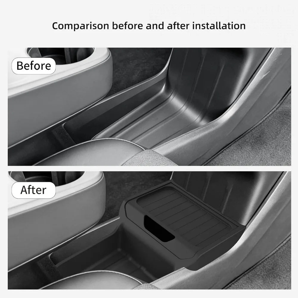 Non-Slip TPE For Tesla Model Y Standard Version 2025 Lower Center Console Storage Organizer Insert Tray Interior Accessories Oasis Select