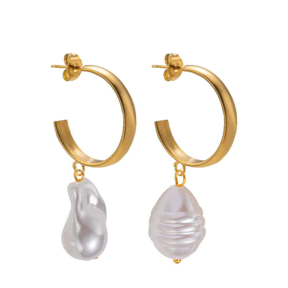 10Pcs Stainless Steel Pearl Pendant Charms Dangles Irregular Pear Pendant with Hoop for DIY Necklaces Earrings Jewelry Making Oasis Select