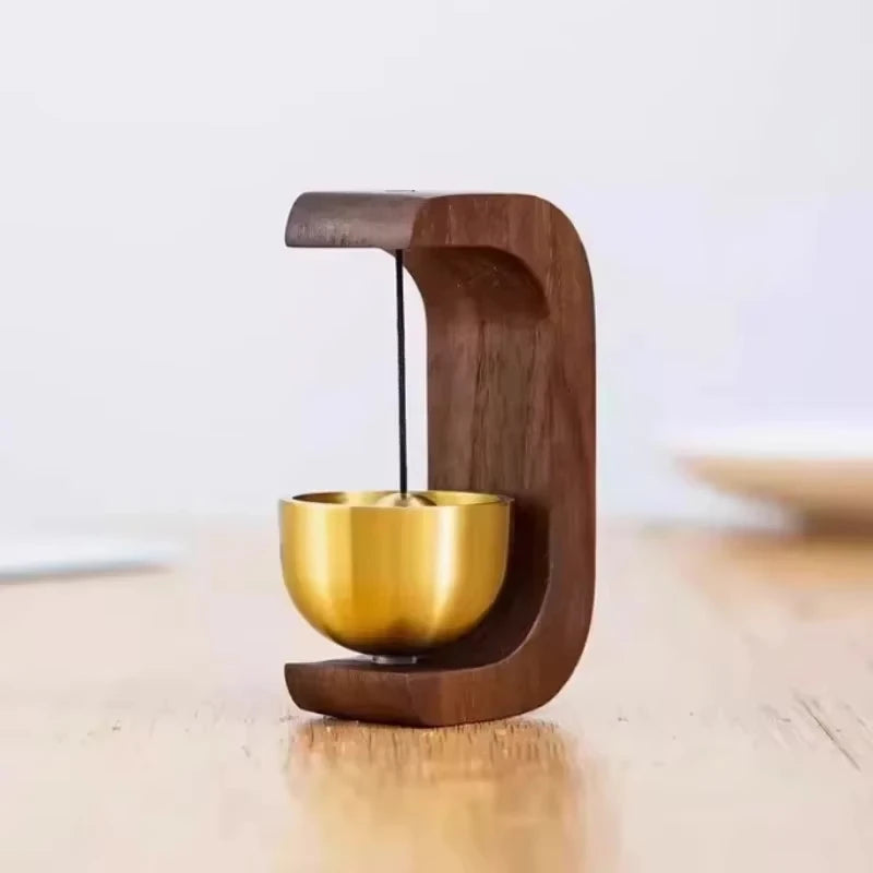 2026 New Arrival！Dopamine Home Wind-Bell Magnetic Inhalation Beech Wood Copper Bell Walnut Ornament Reminder Decorative Bell Oasis Select 3BF045