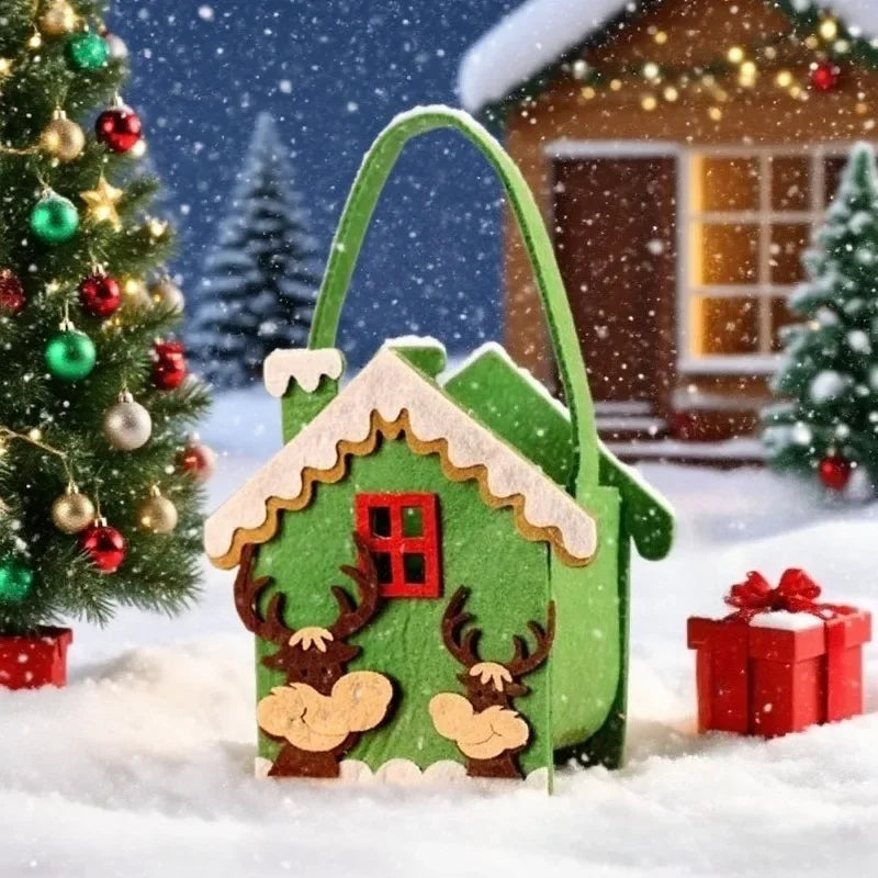 1-10PCS Christmas Felt Candy Bags Apple Pouch Santa Sack Gift Packaging for Kids Holiday Party Xmas Tree Decoration Supplies Oasis Select