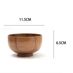 Japanese Style Wooden Bowl Jujube Wooden Bowl Round Large Soup Bowl Creative Children's Rice Bowl Tableware Oasis Select C