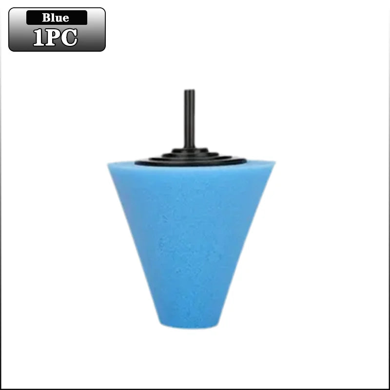 1-4PCS Car Hub Polishing Sponge Grinding Head Conical Sponge Wheel Buffer for Metal Plastic Automotive Wheel Detail Tool Oasis Select Conical Blue-1PC