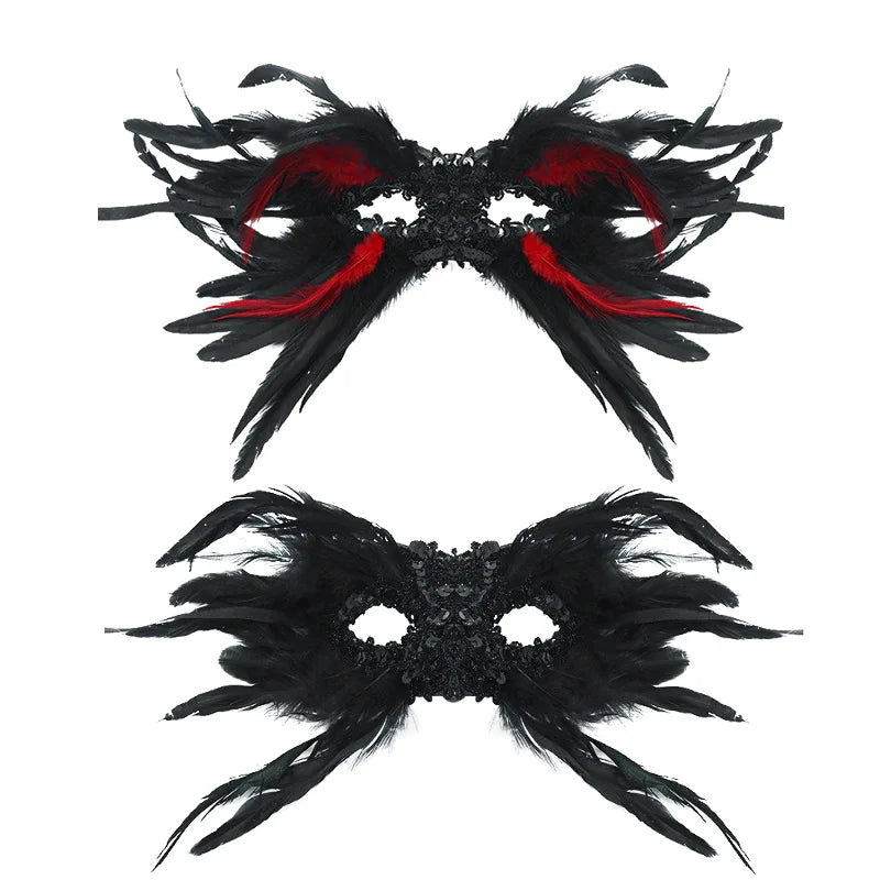 Gothic Halloween Feather Half-face Mask Performance Ball Eye Mask Sequins Oasis Select