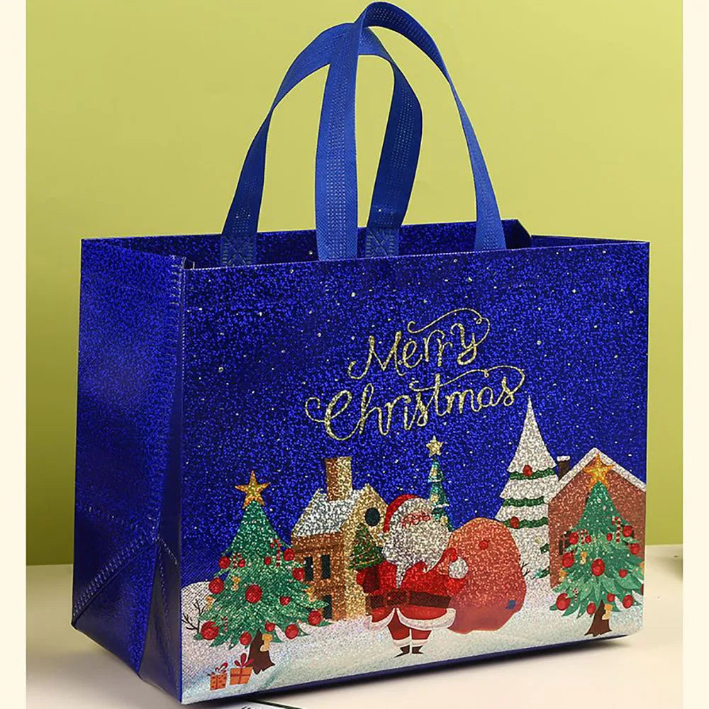 Christmas Non-Woven Tote Gift Bag | Santa & Xmas Tree