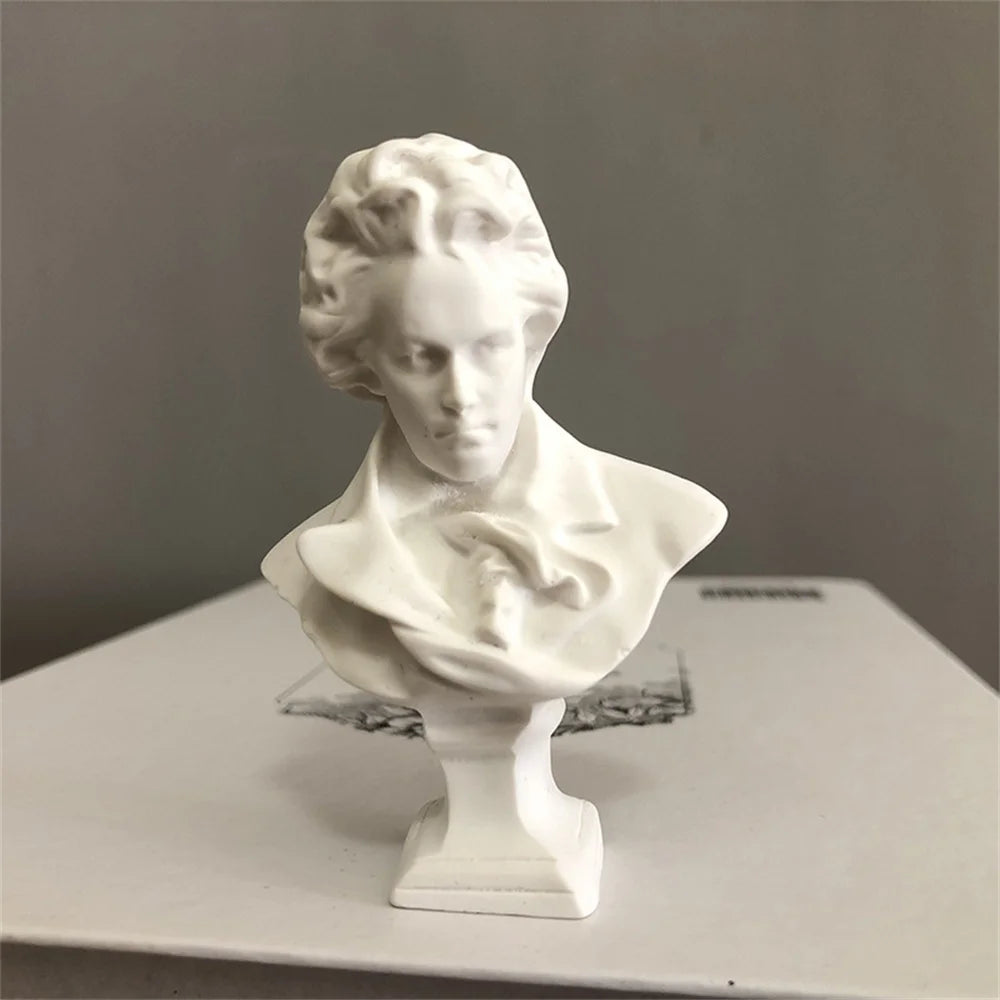 Nordic Style Gypsum Portraits Plaster Bust Statue Greek Mythology Figurine Famous Sculpture Desktop Ornament Drawing Practice Oasis Select Beethoven