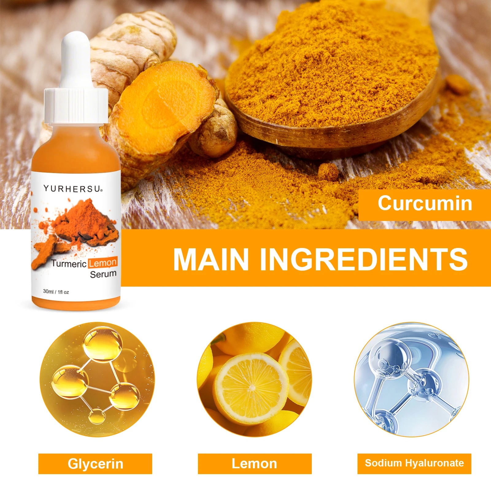 Turmeric Lemon Extract Face Serum – Antioxidant Moisturizer