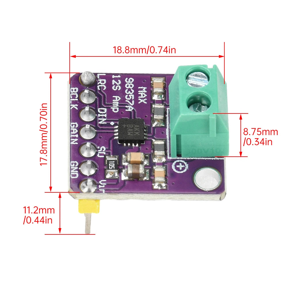 MAX98357 I2S/BGA Audio Amplifier Module Audio Amplifiers Filterless Class D Amplifier Board for Raspberry Pi ESP32 Oasis Select