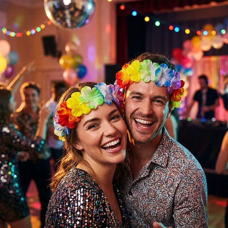 1-40PCS Faux Flower Headband and Wristband Set Multicolor Festive Party Dance Floral Crown Corsage for Women Girls Cosplay Oasis Select