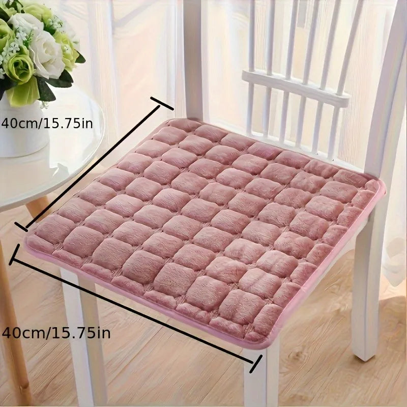 Square Plush Flannel Dining Chair Cushions with Shoulder Strap - All-Season Thin Warmth, Cozy Stool Accessories Oasis Select