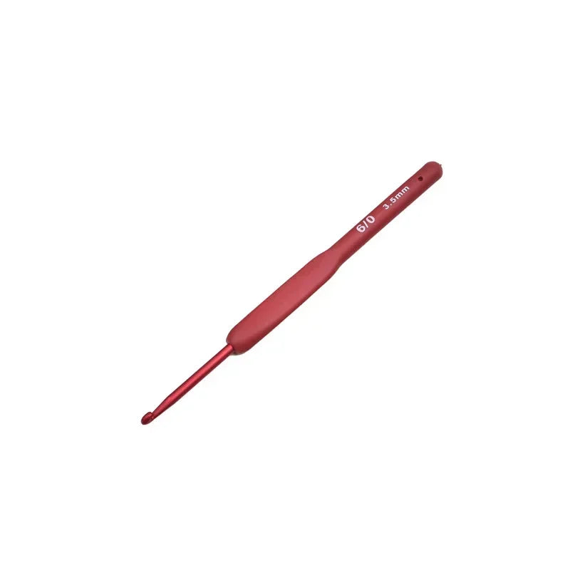 Aluminum Tulip Red Crochet Hook Frosted Handle TPR Silicone Crochet Sweater Knitting Hooks DIY Handmade Crafts Sewing Tools Oasis Select 04-3.5mm