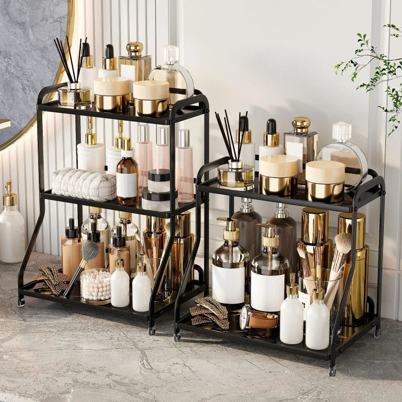 Cosmetics storage rack Stone pattern desktop skin care product shelf Bathroom dresser Perfume storage box Oasis Select
