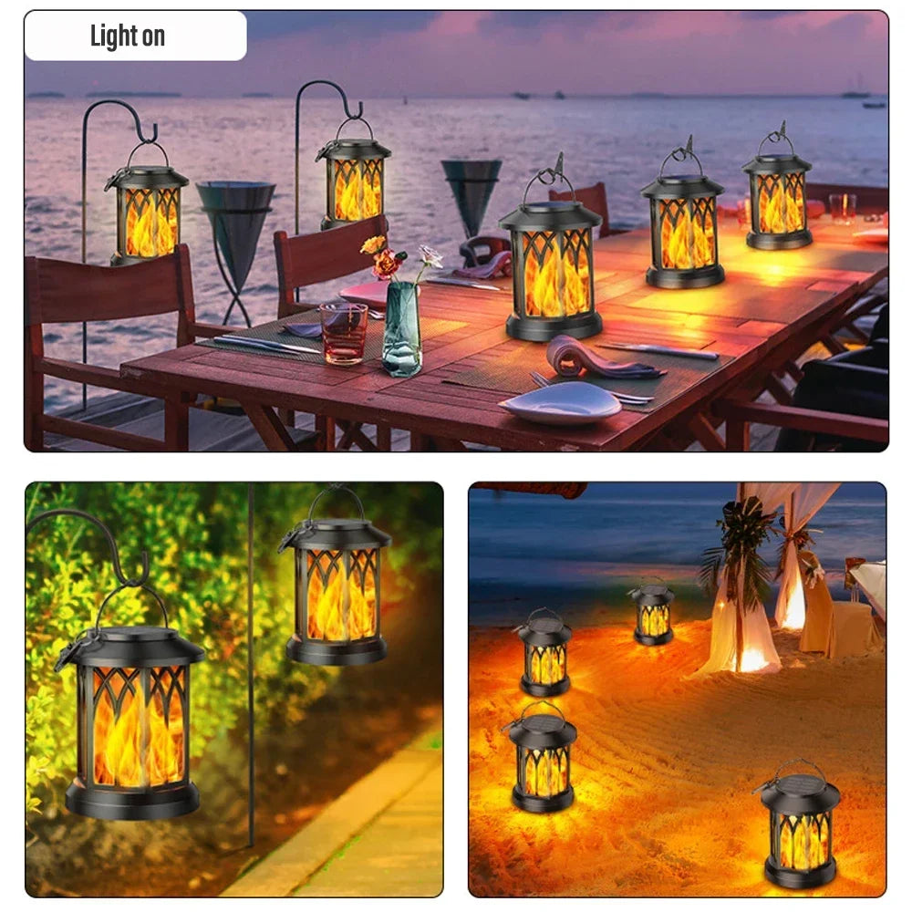 Flame LED Solar Light with Clip Outdoor Waterproof Lantern Hanging Solar Lamp Yard Landscape Torch Garden Light Oasis Select