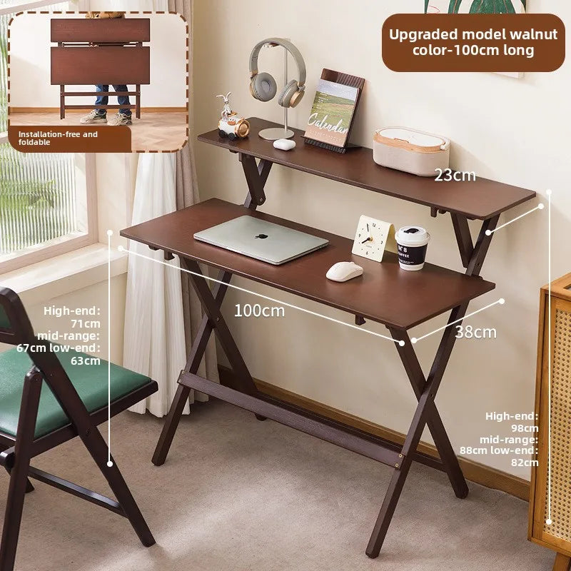 Folding table Rectangle desk Computer table Bedroom Home bedside table Desk worktable Small apartment dining table Oasis Select Walnut S 100