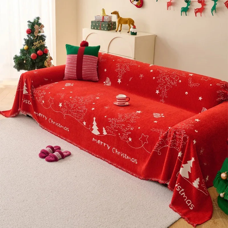 New Christmas Sofa Towels with A Festive Atmosphere All Inclusive Snow Neil Festive Skin-friendly and Soft Home Furnishings Oasis Select