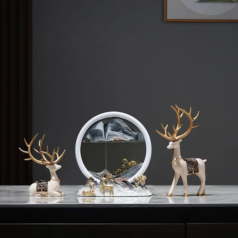 Quicksand Painting Creative Hourglass New Chinese Light Luxury Decoration TV Cabinet Living Room Wine Cabinet Decoration Oasis Select