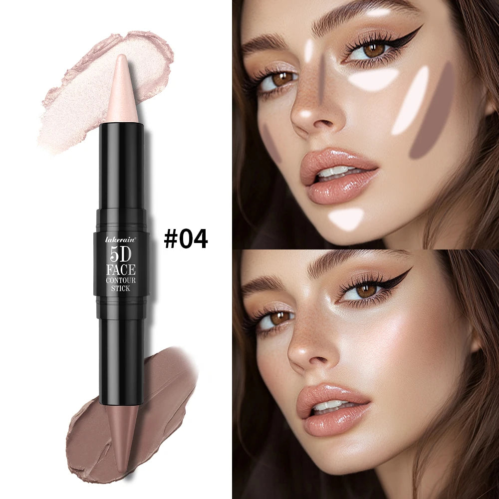 Dual-Ended Sharp Tip Contour Highlighter Waterproof And Sweatproof Long Lasting-Up To 12 Hours Multi-Use Contour Stick Makup Oasis Select 4Pink Golden and Tan