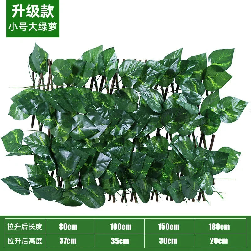 Artificial Garden Retractable Fence, Expandable Faux Green Leaf Screen Panels, Rattan Outdoor Hedge Vines, Climbing Frame Decor Oasis Select WNQ 40CM