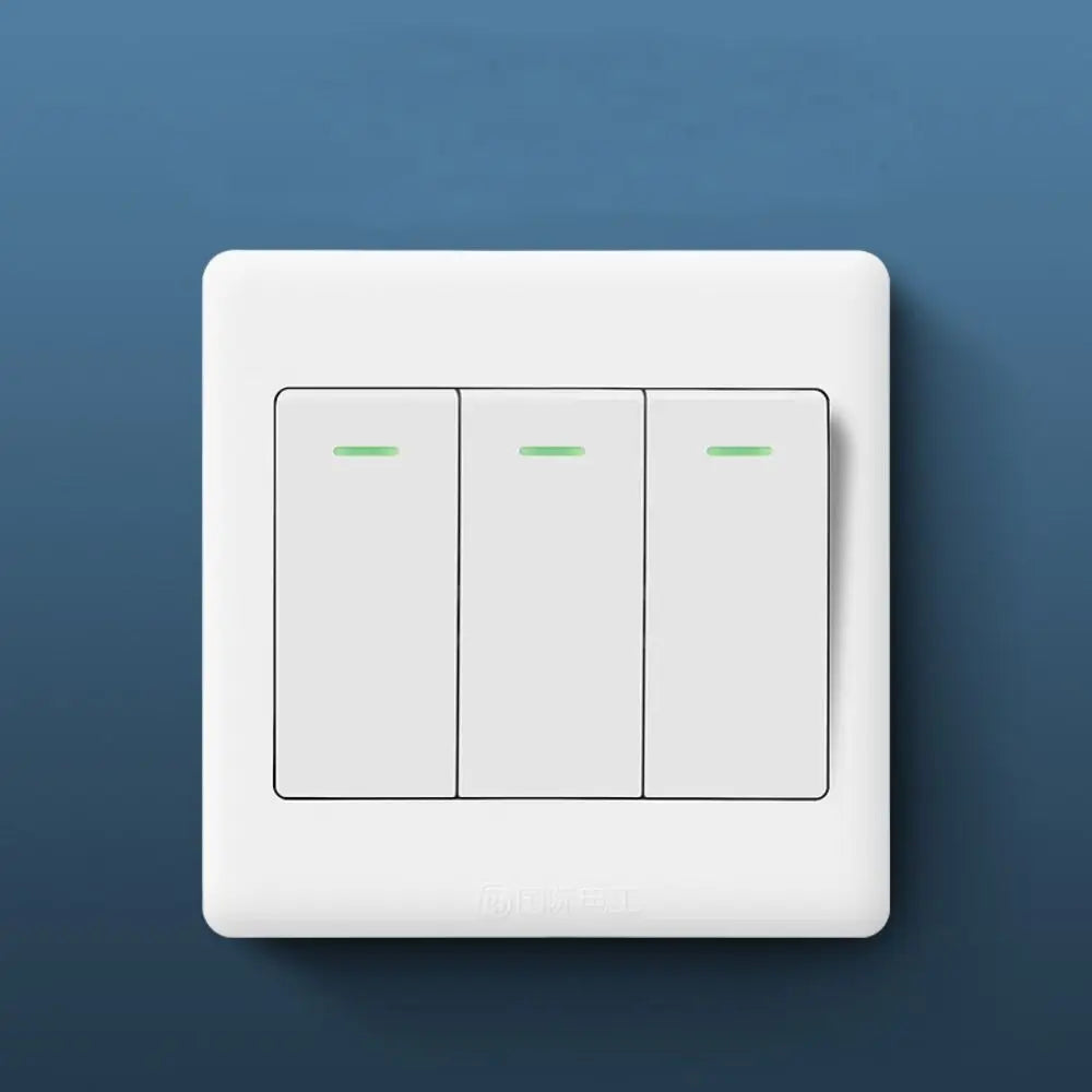 1Way Button Wall Switches Home Accessories Durable 1/2/3/4 Gang with Fluorescent Indicator Light Wall Light Switch Panel Oasis Select 3-Gang
