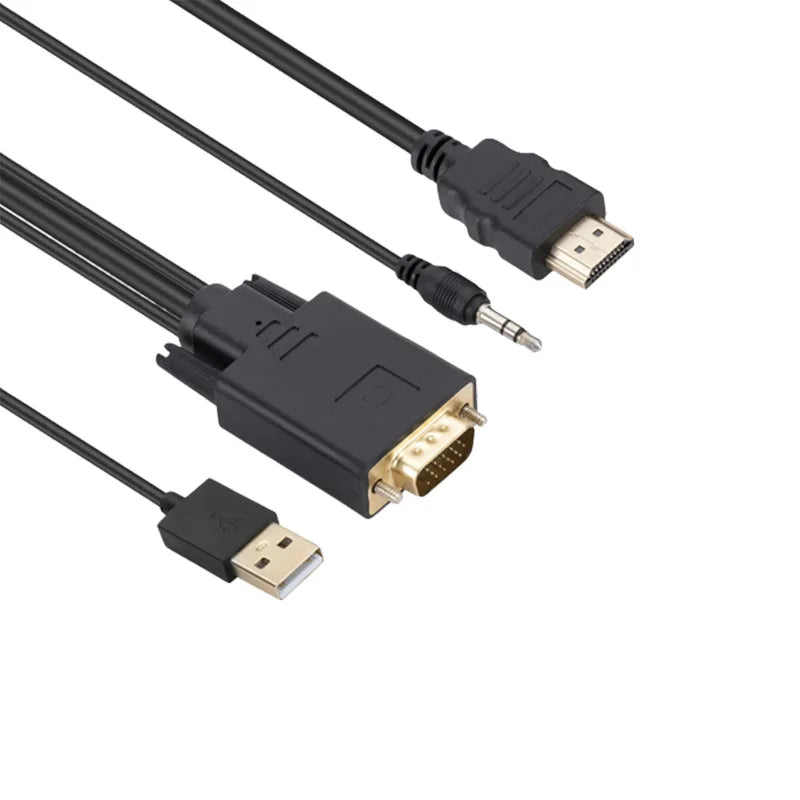  VGA To HDMI cable VGA To HDMI-Compatible Adapter HD 1080P cable with Audio USB Power Supply Adapter for PC Laptop Projector Oasis Select