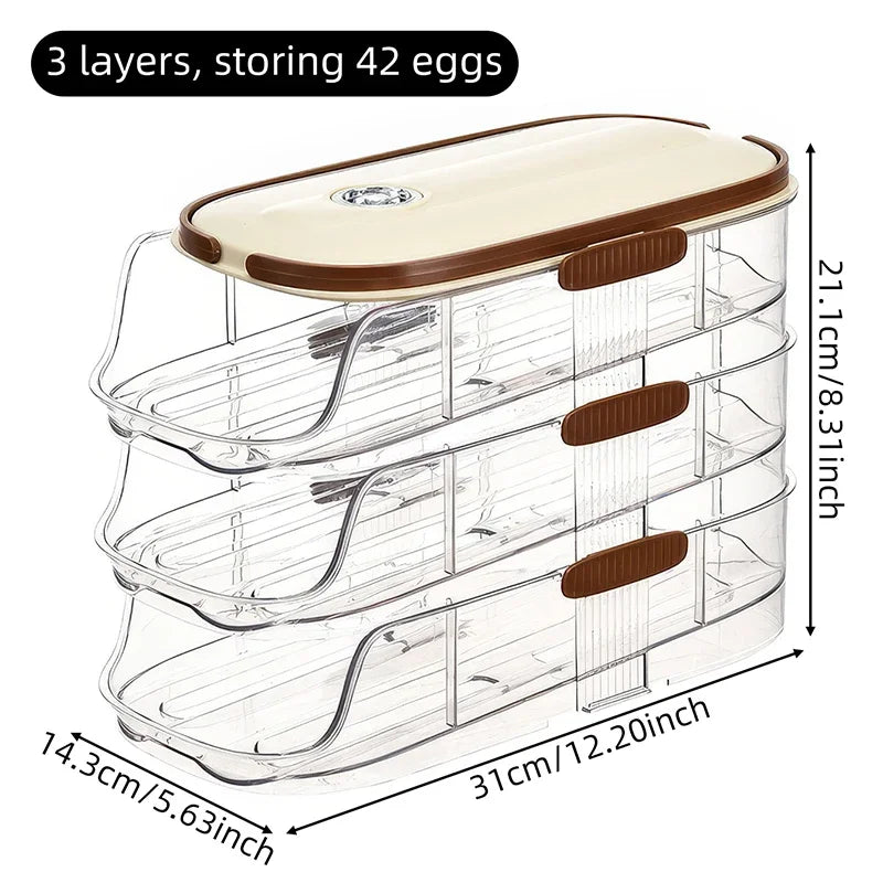 1 Pcs Egg Storage Box Automatic Rolling Refrigerator Egg Rack Storage Hand-held Egg Refrigerator Side Door Storage Rack Oasis Select Double row-3