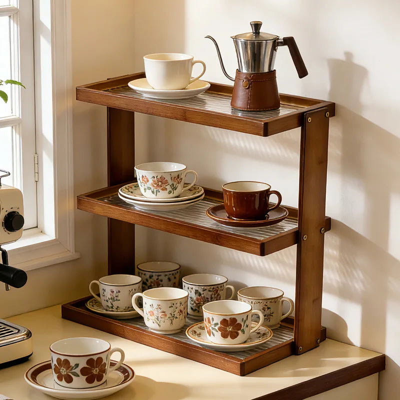 Cup holder, desktop multi-layer countertop, cup holder, storage, household table, small water cup, tea cup, tea set holder Oasis Select