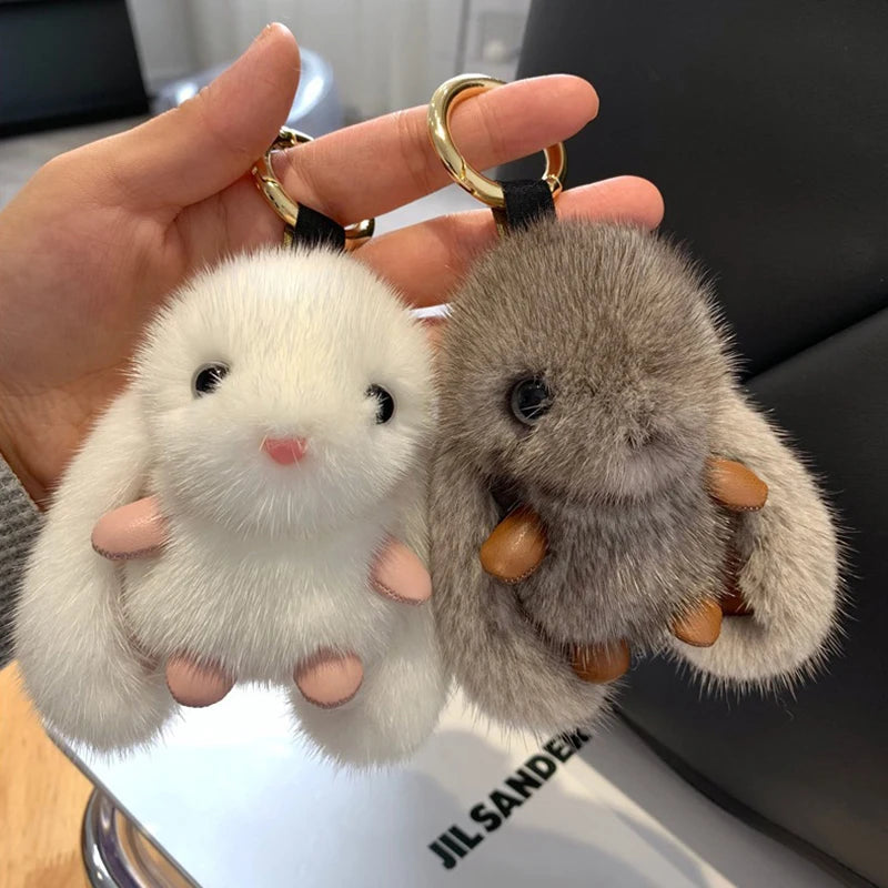 Cute Rabbit Plush Keychain Women Bag Car Keychain Pendant Decoration Jewelry Bags Hanging Accessories Gifts Oasis Select