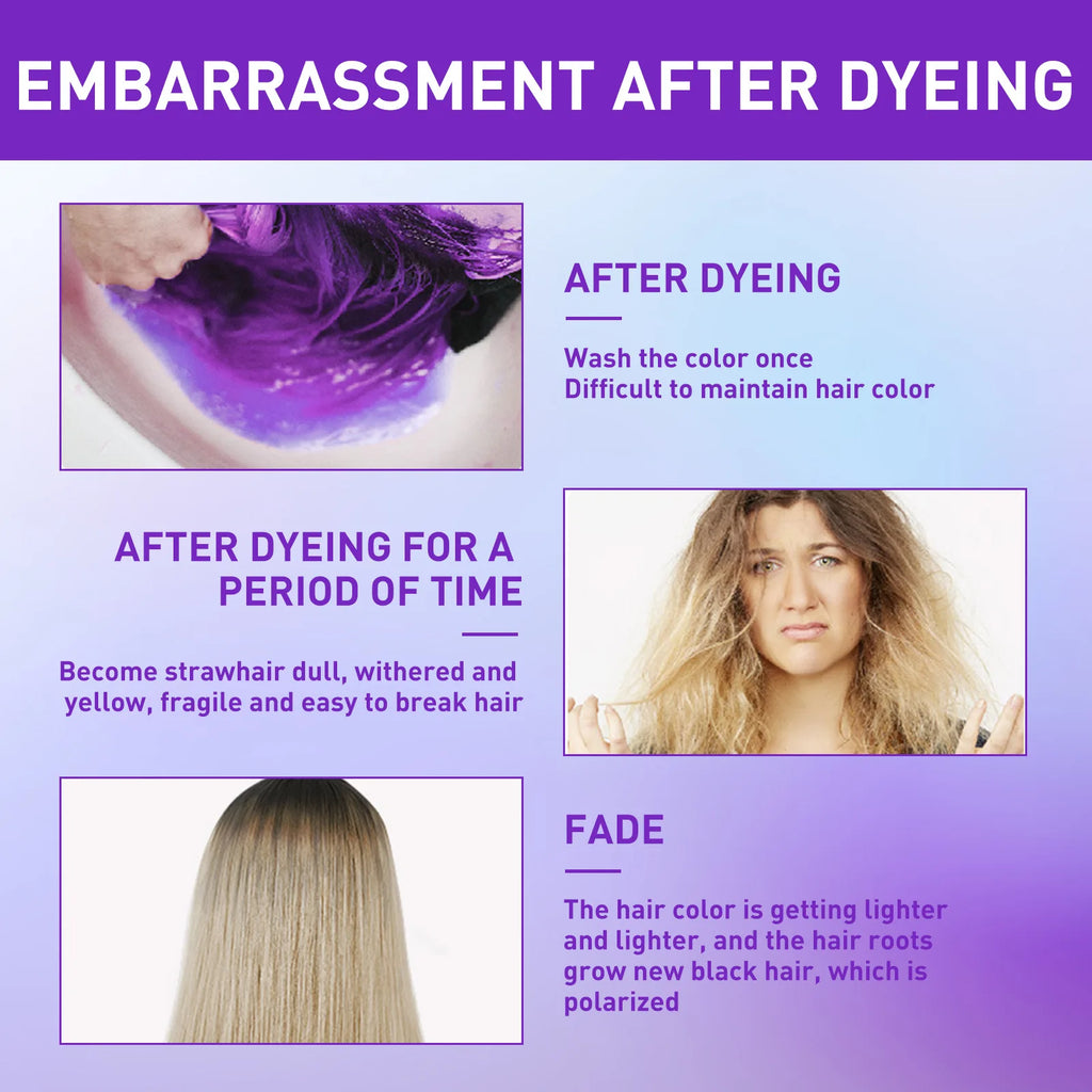 Gray Color Fixing Hair Dye Shampoo Fading Non-irritating Yellow Bleach for Hair Rapair Cover Grey Purple Shampoo for Blonde Hair Oasis Select