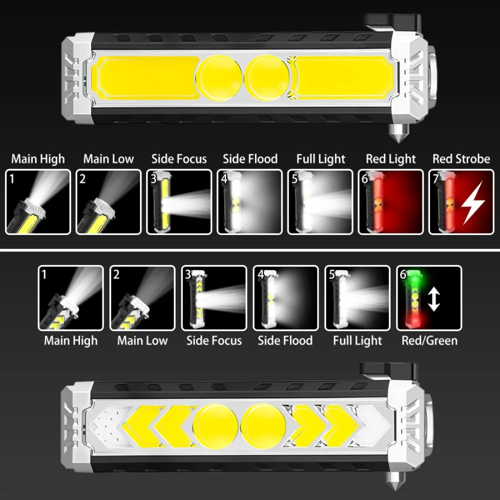 Super Bright LED Handheld Flashlight Rechargeable Torch Magnetic Suction Auto Repair Inspection Lamp Emergency Hook Flashlight Oasis Select