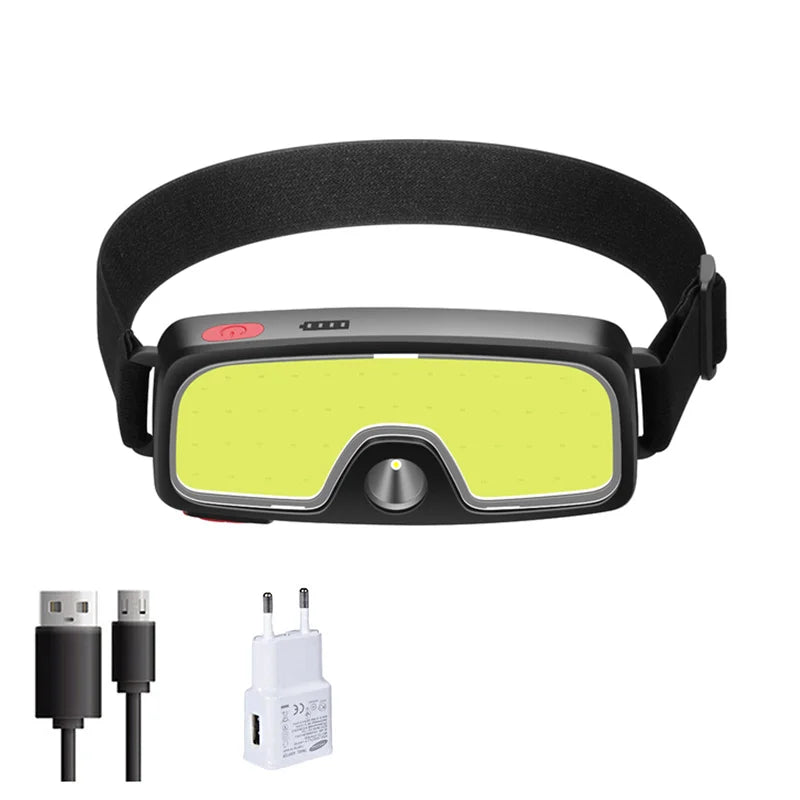 New Upgrade Portable LED Head Lamp Built-in 1200mah Battery COB Headlight USB-C Rechargeable Waterproof Torch Camping Flashlight Oasis Select T003-2