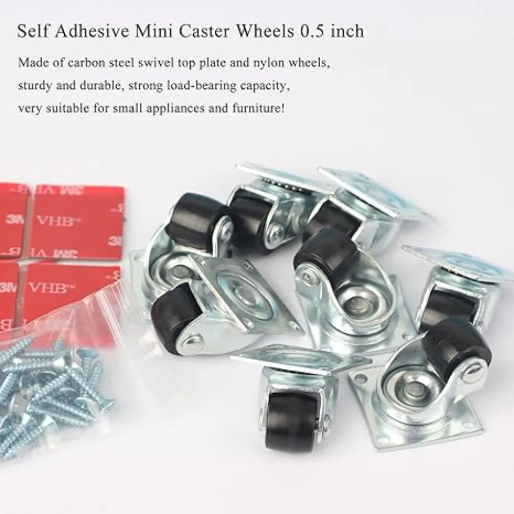 0.5-inch Ultra Quiet Drawer Pulley Linear Caster Directional Nylon Floor Cabinet Furniture Mini Small Wheel Oasis Select