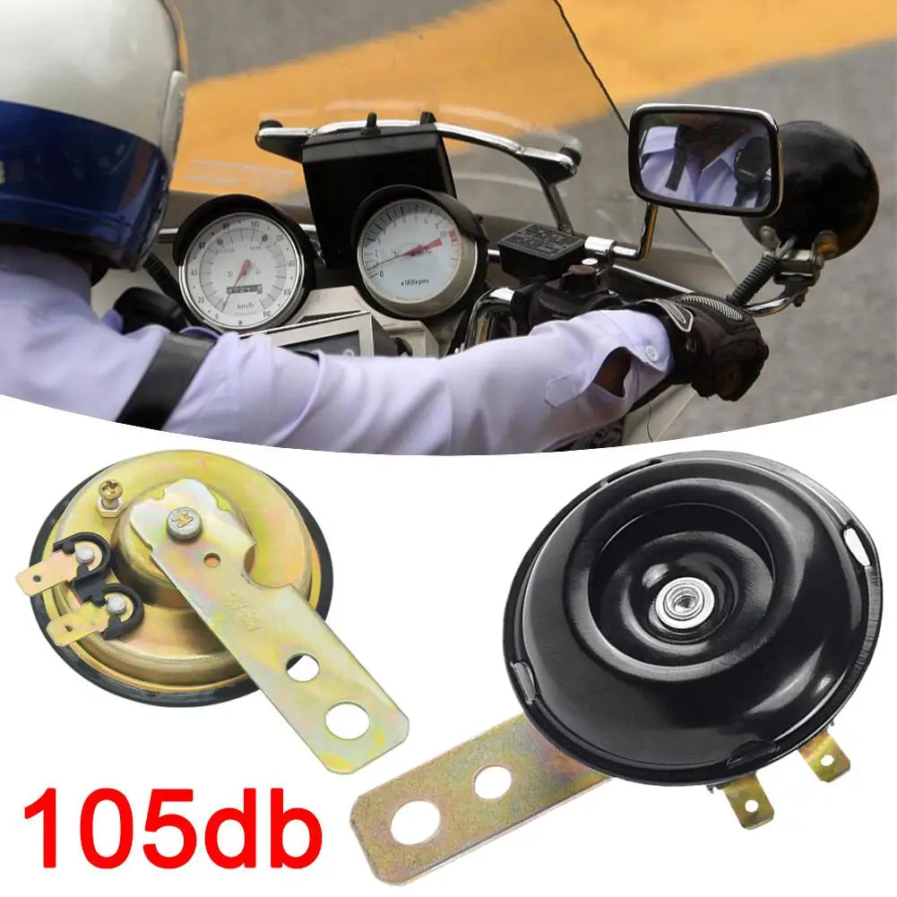 12V Motorcycle Horn Super Loud Waterproof Round Speaker Universal Scooter Motorbike E-Bikes Mopeds Electric Horn Kit Accessories Oasis Select
