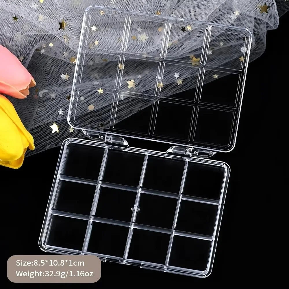 Transparent Nail Art Storage Box – 12, 15 & 24 Grid Organizer