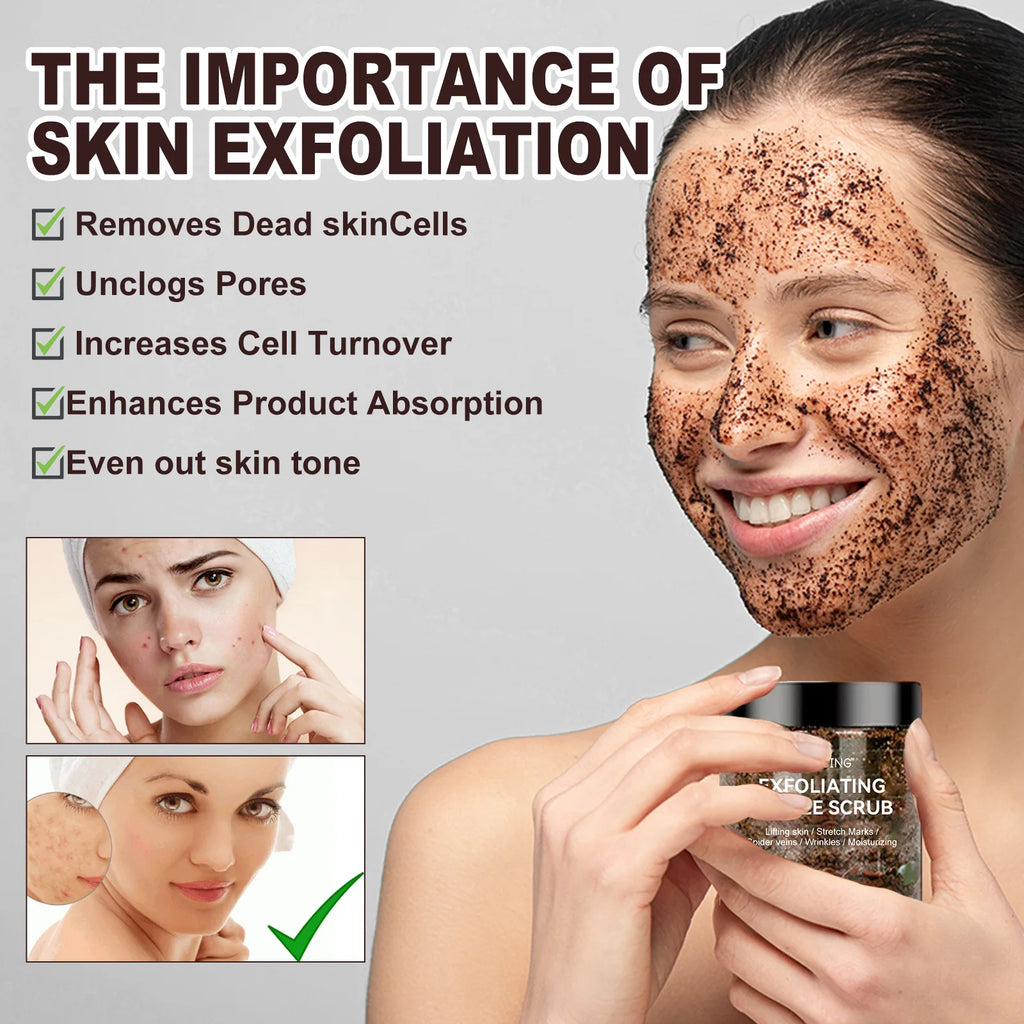 Coffee Exfoliating Facial Scrub – Pore & Dead Skin Remover 100g Facial Exfoliating Scrub Oasis Select