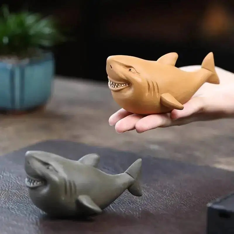 Original Ore Purple Clay Giant Tooth Shark Cute Tea Pet Ornament Premium Tea Play Small Tea Play Decoration Чаепитие Oasis Select