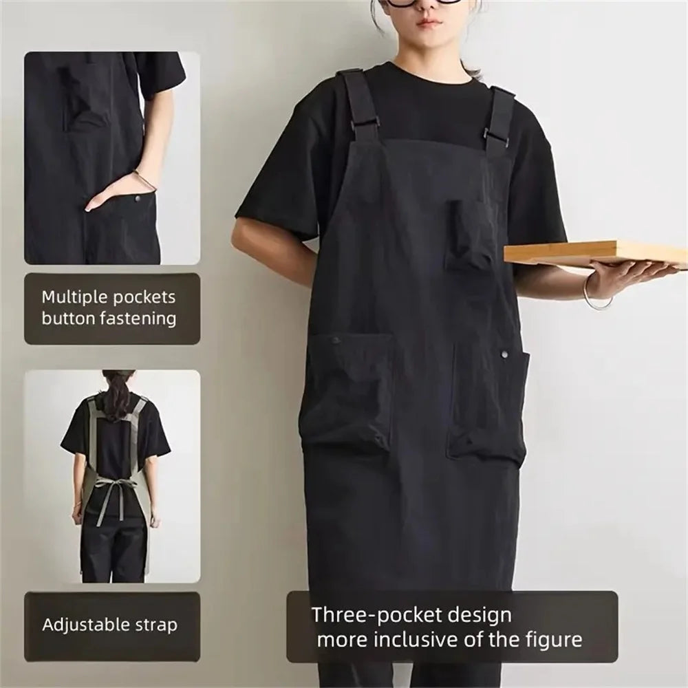 New Korea Waterproof Apron Outdoor Barber, Coffee Shop, Catering Workwear Apron, Unisex Household Kitchen Workwear Home Garden Oasis Select